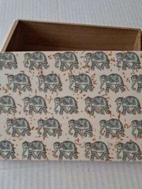 Handcrafted Elephant Jewelry Trinket Box Wooden Made in India Decorative Storage